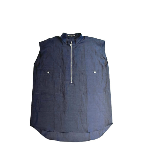 HAVERSACK / Stand collar Zip up sleeveless shirt 