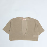 MEYAME / LONG SLIT HALF-SLEEVE KNIT BEIGE
