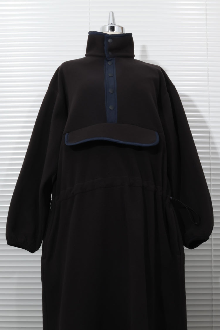 MEYAME / FLLECE SNAP LONG DRESS OLIVE