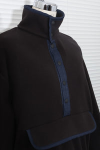 MEYAME / FLLECE SNAP LONG DRESS OLIVE