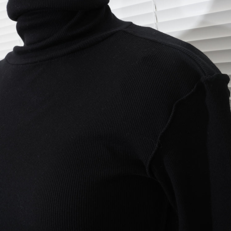 MEYAME / SOFT RIB TURTLENECK BLACK