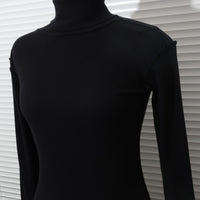 MEYAME / SOFT RIB TURTLENECK BLACK