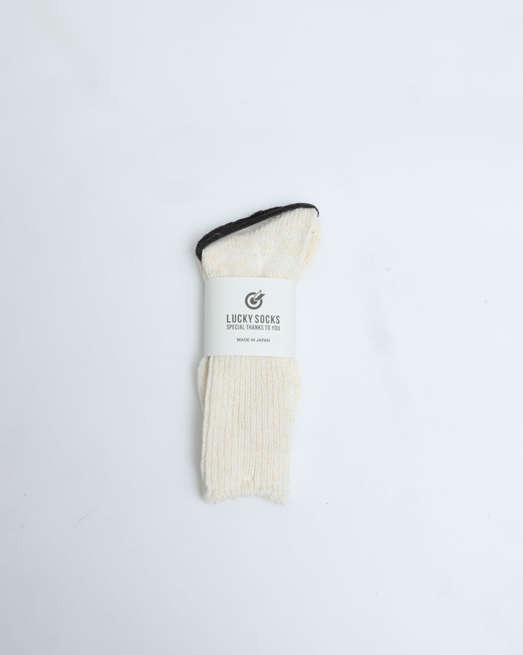 ラッキーソックス / ミックスリブソックス オフホワイト