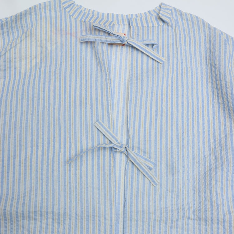 MEYAME / LIGHT COTTON STRIPE BLOUSE BLUE