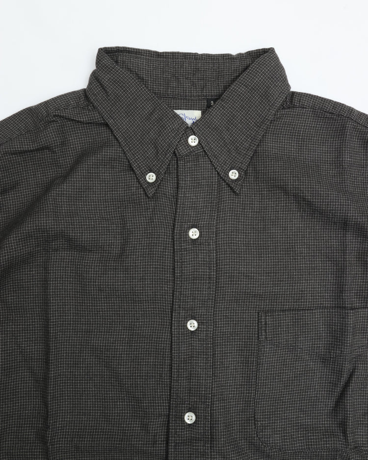 orslow   STANDARD BUTTON DOWN SHIRT SOFT SUBTLY BRUSHED MINI CHECK CHARCOAL GRAY
