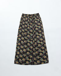 THE SHINZONE / FLOWER BOUQUET PRINTED SATIN SKIRT 07 BLACK