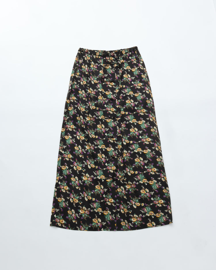 THE SHINZONE / FLOWER BOUQUET PRINTED SATIN SKIRT 07 BLACK
