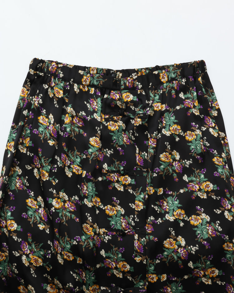 THE SHINZONE / FLOWER BOUQUET PRINTED SATIN SKIRT 07 BLACK