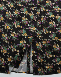 THE SHINZONE / FLOWER BOUQUET PRINTED SATIN SKIRT 07 BLACK