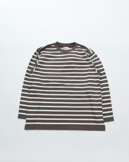 Yonetomi   WAVE COTTON BASQUE KNIT PULLOVER  CREW BORDER