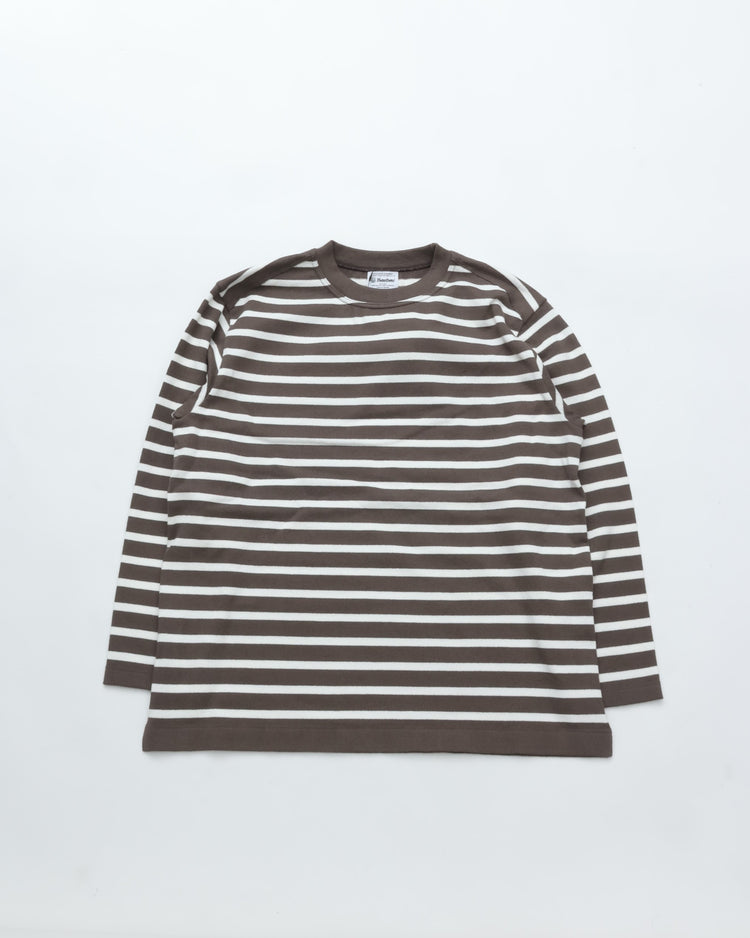 Yonetomi   WAVE COTTON BASQUE KNIT PULLOVER  CREW BORDER