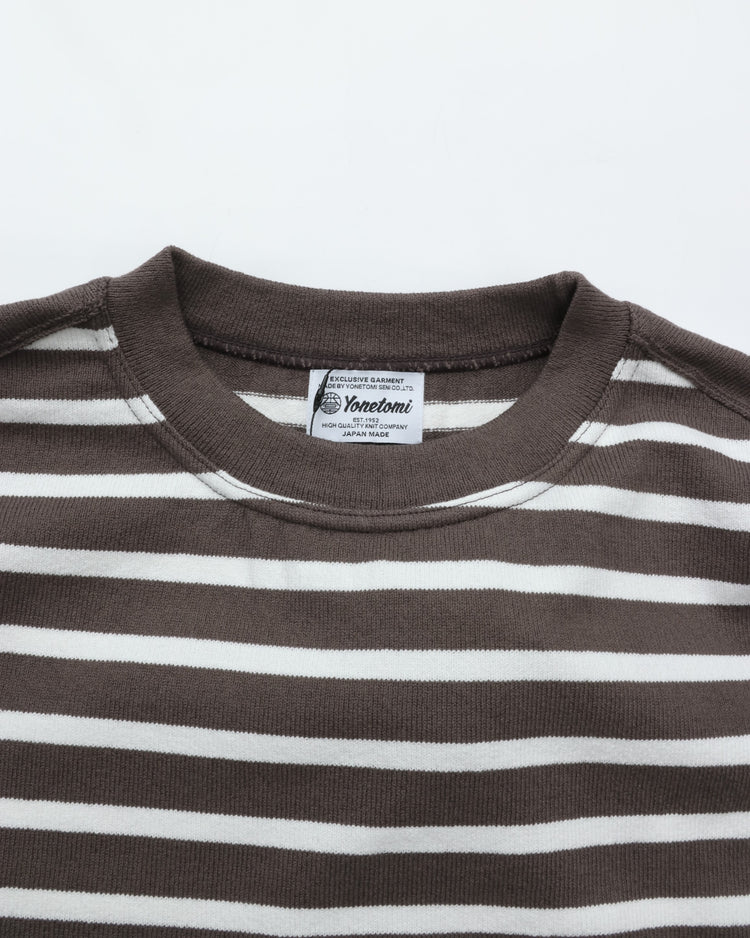 Yonetomi   WAVE COTTON BASQUE KNIT PULLOVER  CREW BORDER