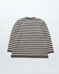 Yonetomi   WAVE COTTON BASQUE KNIT PULLOVER  CREW BORDER