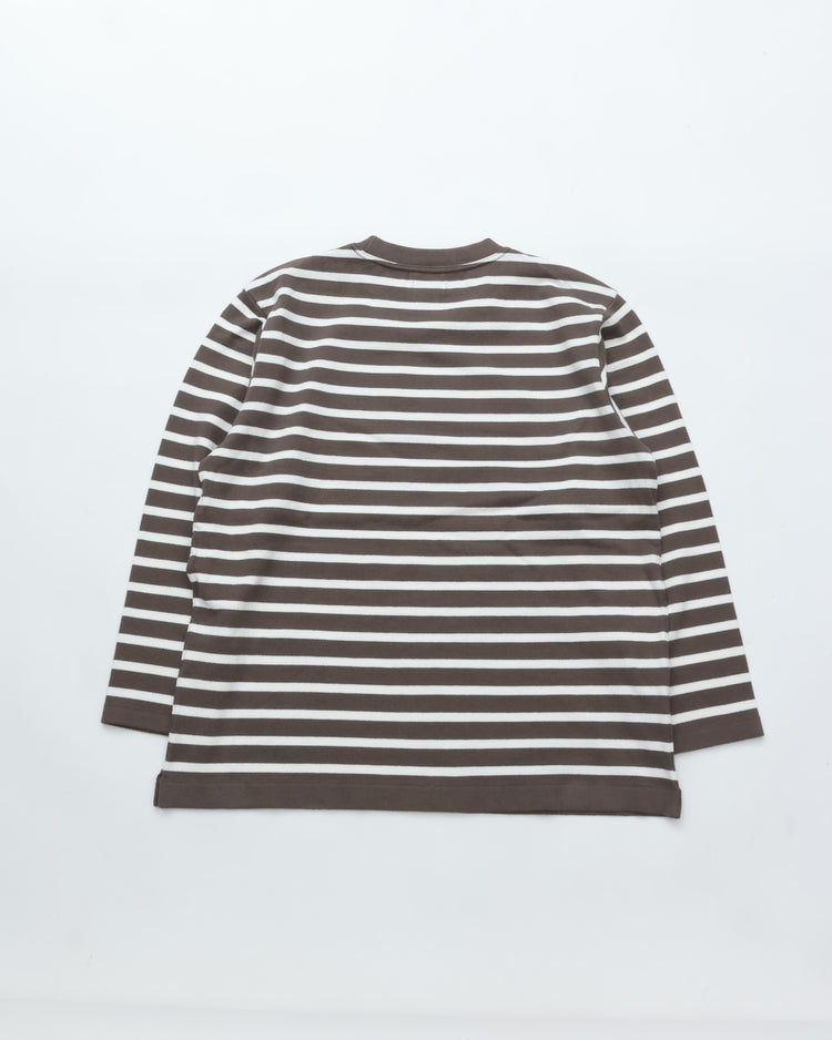 Yonetomi   WAVE COTTON BASQUE KNIT PULLOVER  CREW BORDER