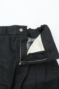 sage NATION  BOX PLEAT TROUSER DENIM RAW BLACK