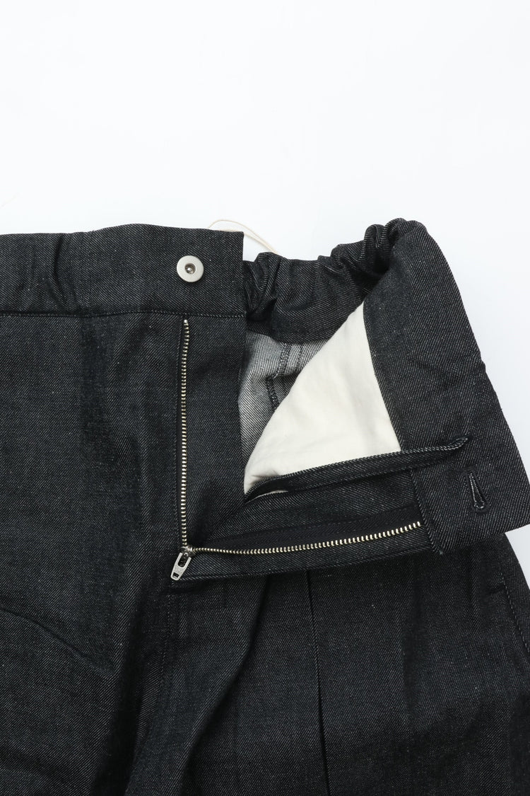 sage NATION  BOX PLEAT TROUSER DENIM RAW BLACK