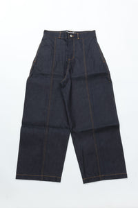 sage NATION  BOX PLEAT TROUSER DENIM RAW DENIM