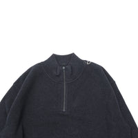 crepuscule / Light Moss Stitch Half Zip P/O BLACK