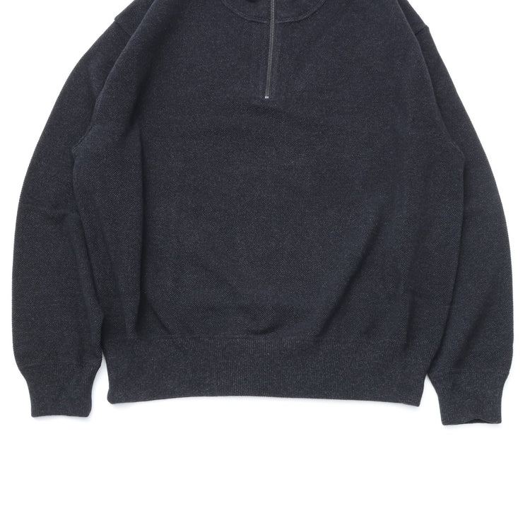 crepuscule / Light Moss Stitch Half Zip P/O BLACK