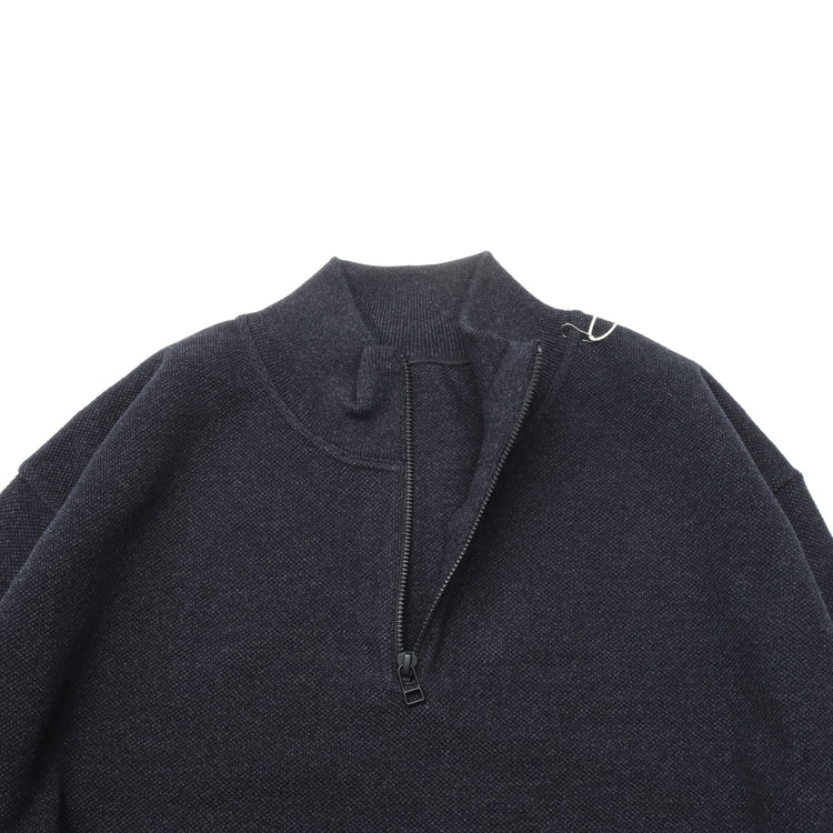 crepuscule / Light Moss Stitch Half Zip P/O BLACK