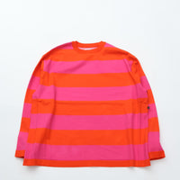 maillot / Wide Border Long-Tee (ワイドボーダーロングTee) MAK-21222 ORANGE*PINK