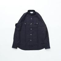 Riprap  FLAP POCKET SHIRT (COTTON VIYELLA) NAVY/BROWN