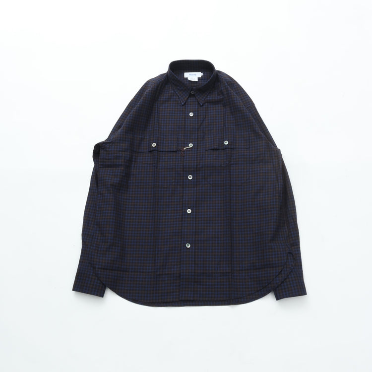 Riprap  FLAP POCKET SHIRT (COTTON VIYELLA) NAVY/BROWN