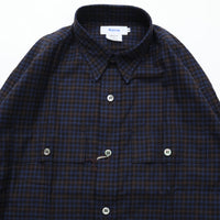 Riprap  FLAP POCKET SHIRT (COTTON VIYELLA) NAVY/BROWN