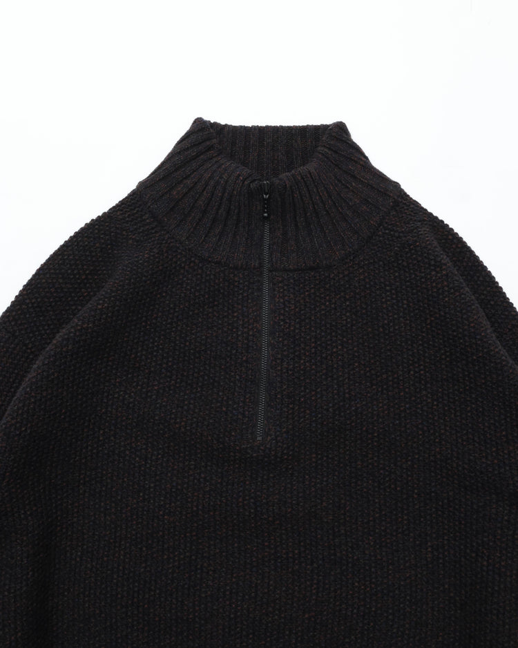 crepuscule  Wool Kanoko Half Zip P/O BLACK