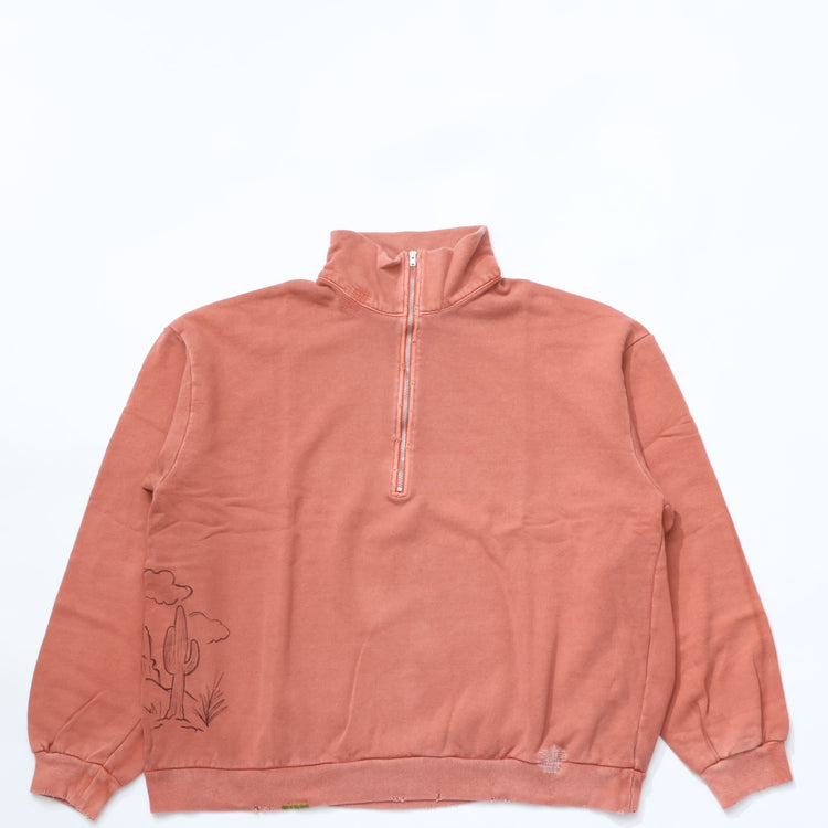 Work of Art Kendai / Damaged Half Zip SH Cotton Half Zip Sweatshirt