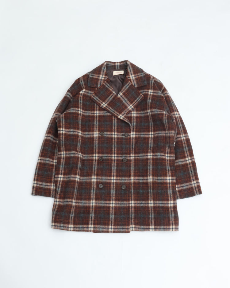 MEYAME  WOOL CHECK DOUBLE COAT