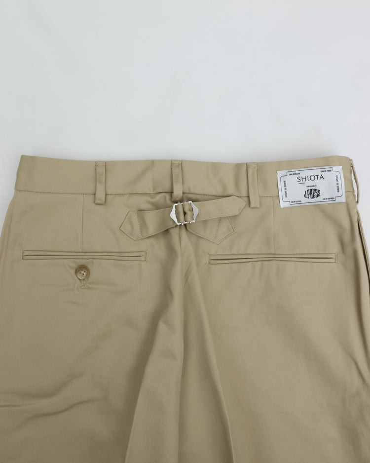 J.PRESS ORIGINALS SHIOTA Slight Twist Chino Piped Stem 1 tuck   Japan Made BEIGE