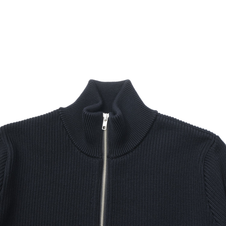 Yonetomi  / EX FINE WOOL RIB KNIT BLOUSON BLACK