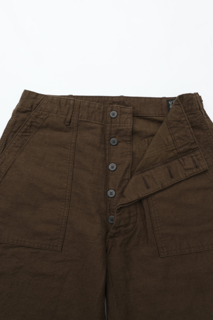 orslow RELAX FIT COTTON LINEN MOLESKIN FATIGUE PANTS COFFEE BROWN