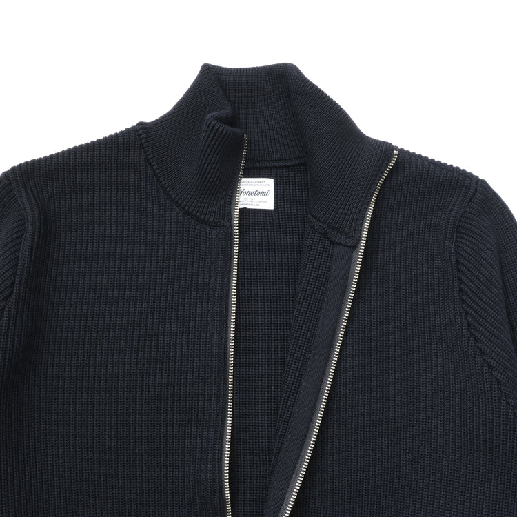 Yonetomi  / EX FINE WOOL RIB KNIT BLOUSON BLACK