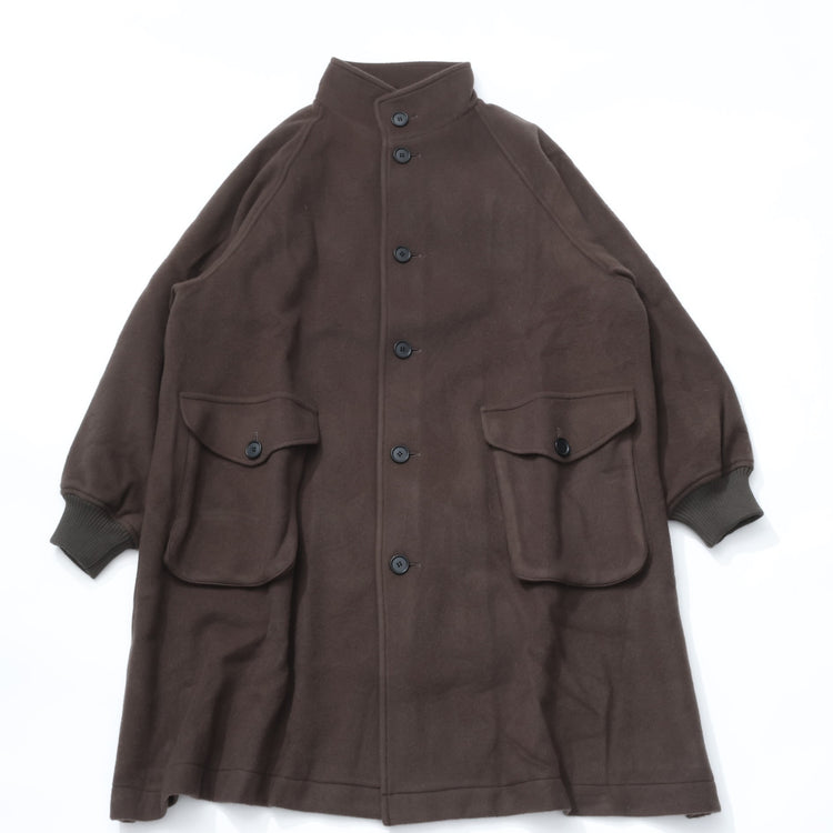 BASISBROEK / ISLAND bj-74 Wool Melton Stand Collar Coat