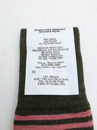 Riprap  NZ MERINO BORDERS  OLIVE/PINK