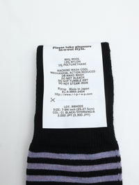 Riprap  NZ MERINO BORDERS  BLACK/HYDRANGEA