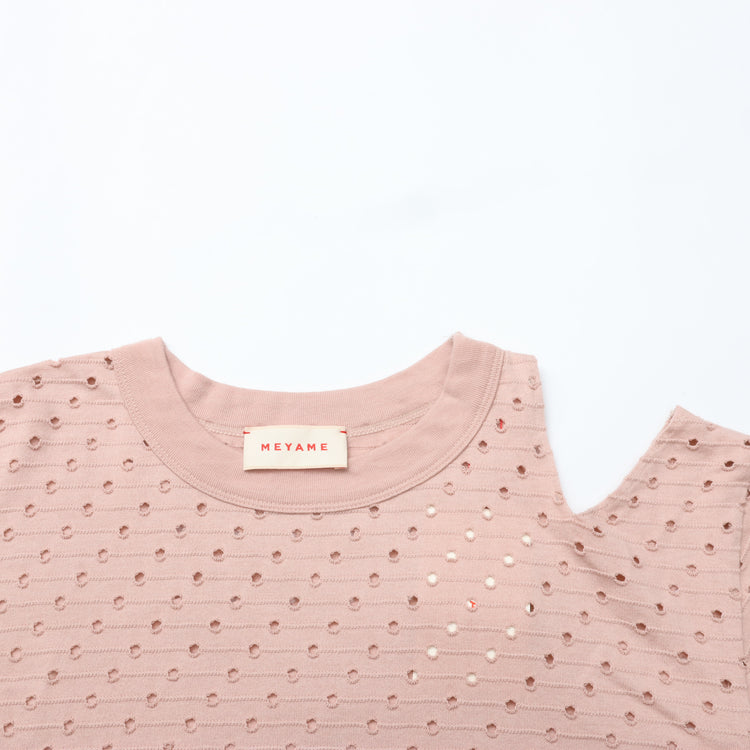 MEYAME / DOT HOLE JACQUARD TEE PINK