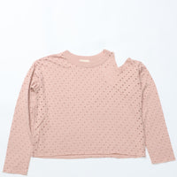 MEYAME / DOT HOLE JACQUARD LONG SLEEVE TEE PINK