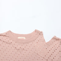 MEYAME / DOT HOLE JACQUARD LONG SLEEVE TEE PINK