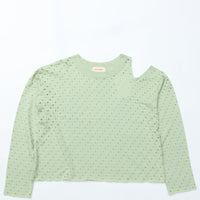 MEYAME / DOT HOLE JACQUARD LONG SLEEVE TEE GREEN