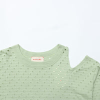 MEYAME / DOT HOLE JACQUARD LONG SLEEVE TEE GREEN