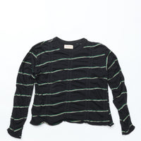 MEYAME / TUCKED JACQUARD BORDER PULLOVER BLACK