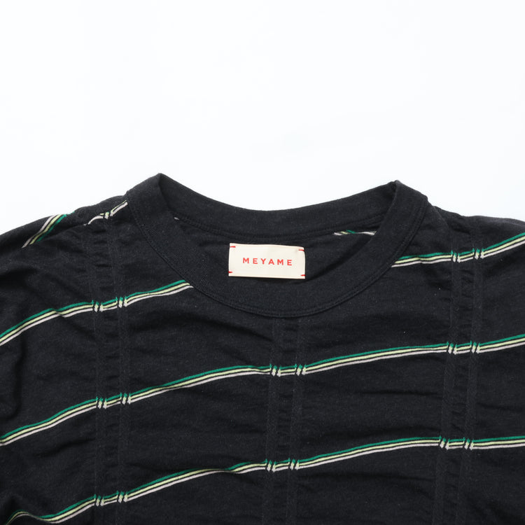 MEYAME / TUCKED JACQUARD BORDER PULLOVER BLACK