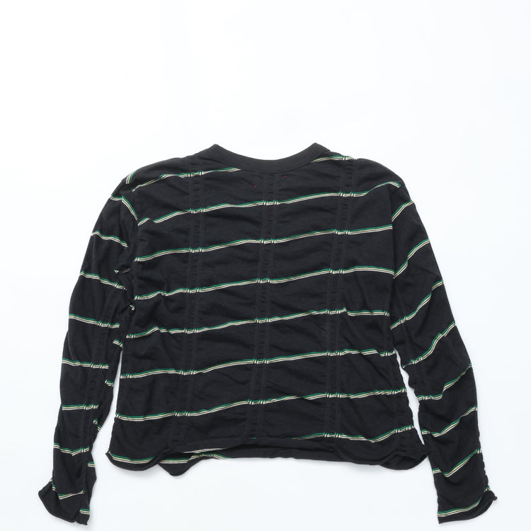 MEYAME / TUCKED JACQUARD BORDER PULLOVER BLACK