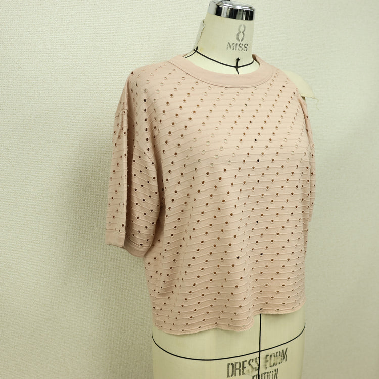 MEYAME / DOT HOLE JACQUARD TEE PINK