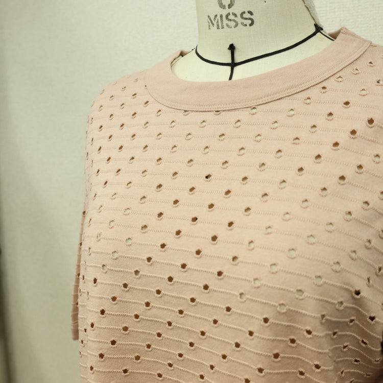 MEYAME / DOT HOLE JACQUARD TEE PINK