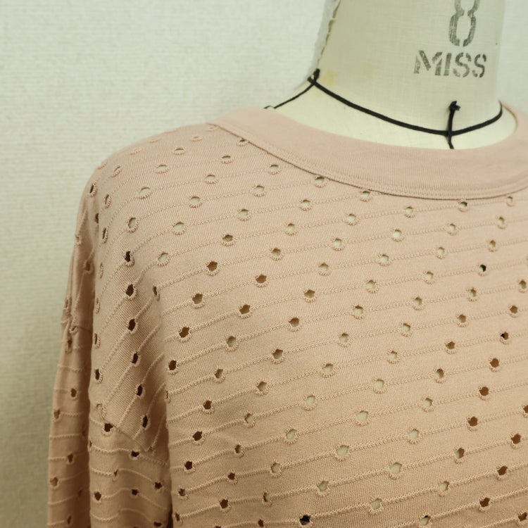 MEYAME / DOT HOLE JACQUARD LONG SLEEVE TEE PINK