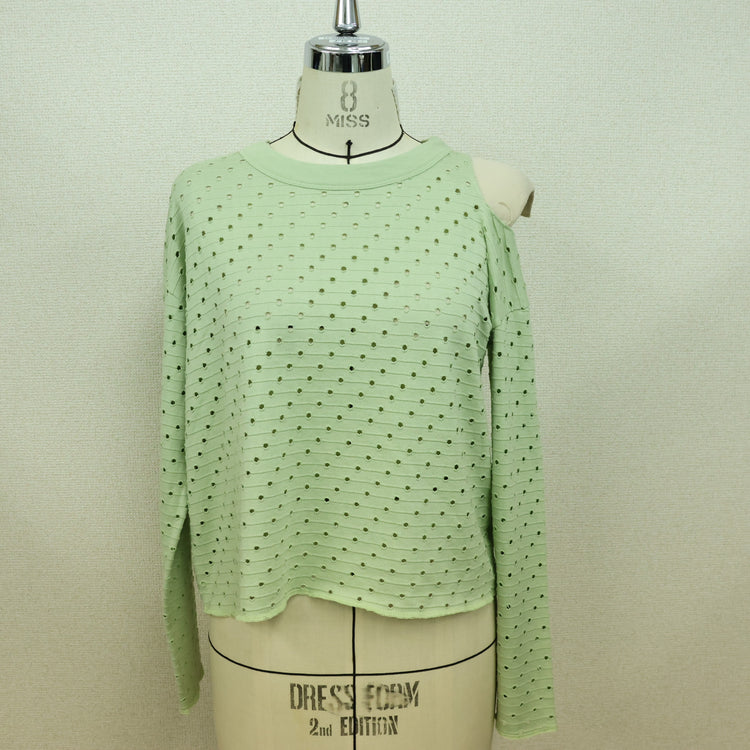 MEYAME / DOT HOLE JACQUARD LONG SLEEVE TEE GREEN